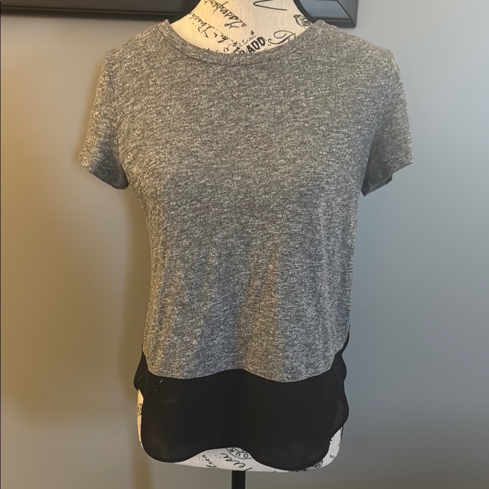 Express Gray and Black Asymmetrical Boxy T-Shirt